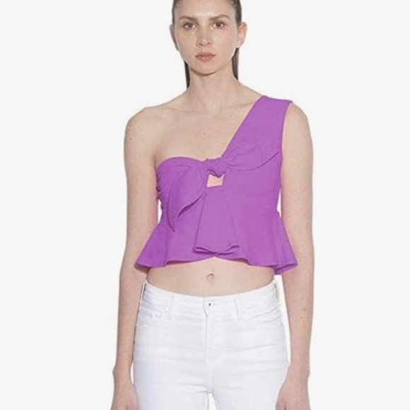 Susana Monaco Orange One Shoulder Flounce Tank Top - Picture 8 of 10